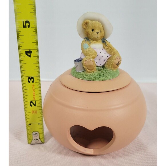 3 Piece Cherished Teddies 111601 Tea Light Round Heart Cutout Figurine Top 2002 - Picture 10 of 12